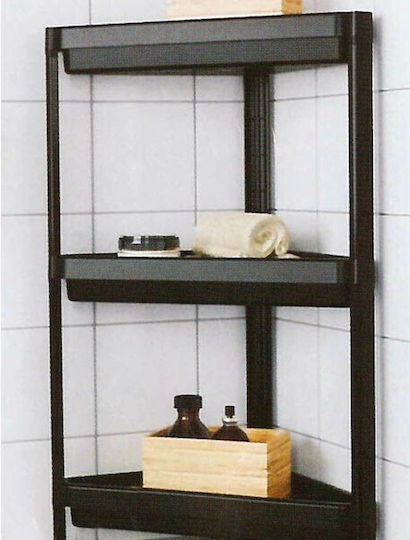 Viosarp Plastic Kitchen Rack 3-Tier Black 30x30x70cm