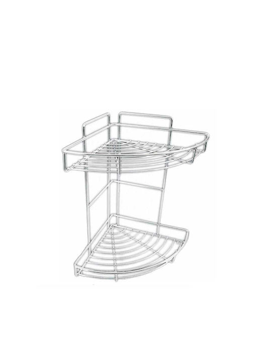 Cyclops 4101092 Corner Wall Mounted Bathroom Shelf Metallic with 2 Shelves 27x20x36cm Silver