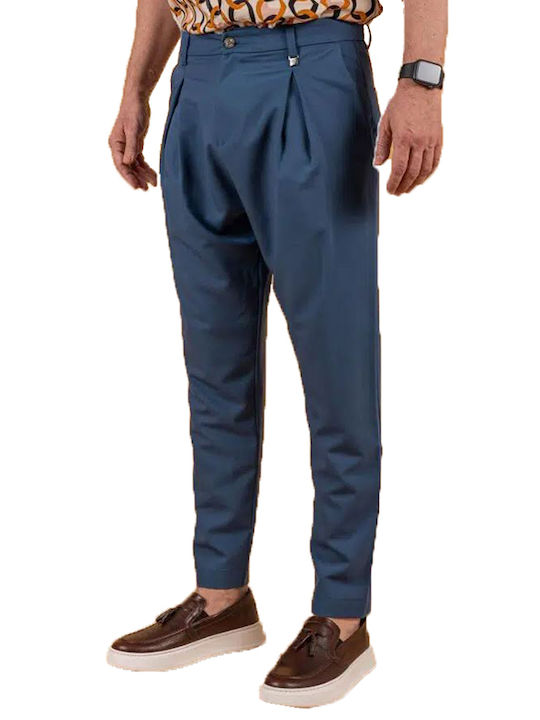 Vittorio Artist Men's Cotton Pants "CAPITOL" Dark Blue Loose Fit (CAPITOL) (90% Cotton, 10% Linen)