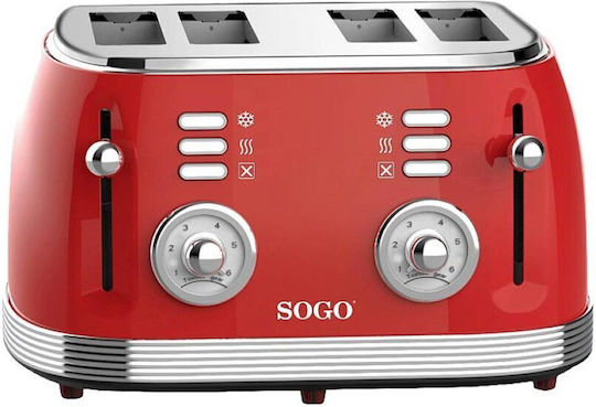 Sogo Φρυγανιέρα 4 Θέσεων 1500W Κόκκινη