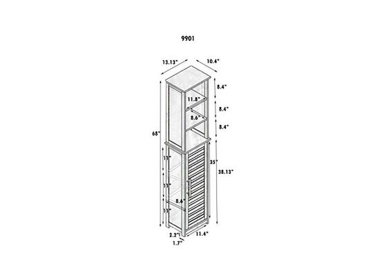 Evideco Badezimmersäule Boden H35xB26xH173cm Natürlich