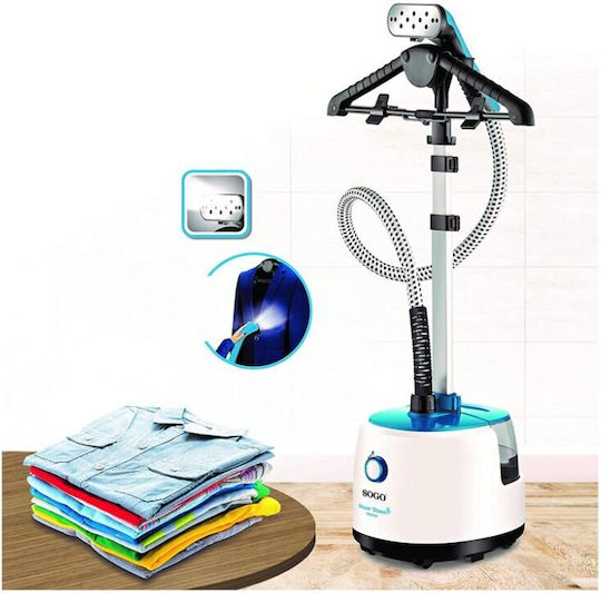 Sogo Ατμοκαθαριστής Ρούχων Δαπέδου 1800W με Δοχείο 1.9lt Λευκός