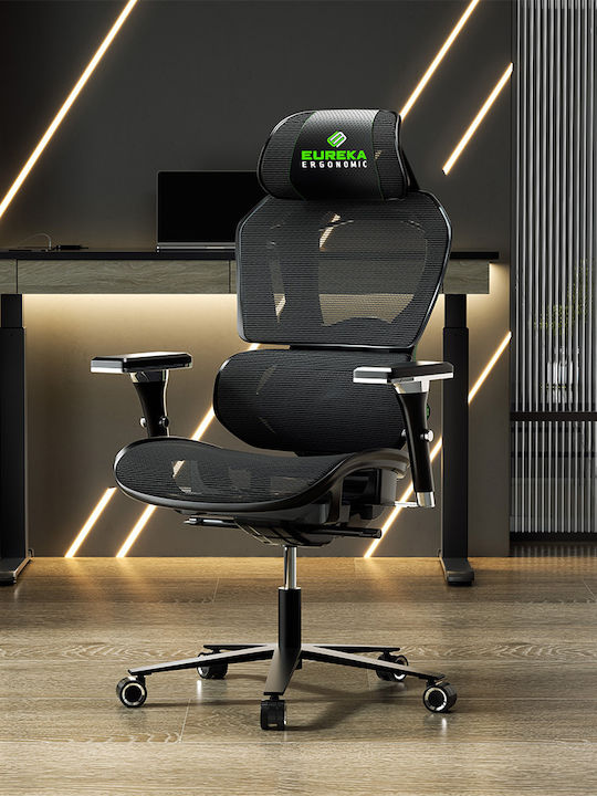 Eureka Ergonomic Typhon Artificial Leather Gaming Chair with Adjustable Arms Green