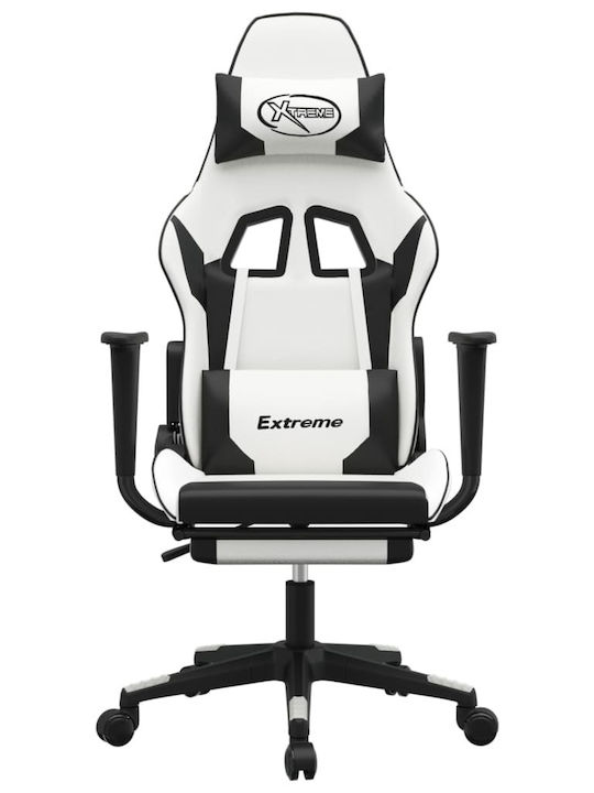 vidaXL 3143709 Геймърски стол Бяло/черно