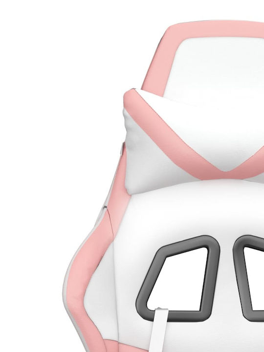 vidaXL 3143684 Gaming Chair with Footrest White / Pink
