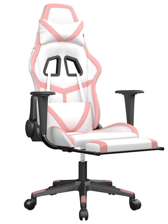 vidaXL 3143684 Gaming Chair with Footrest White / Pink