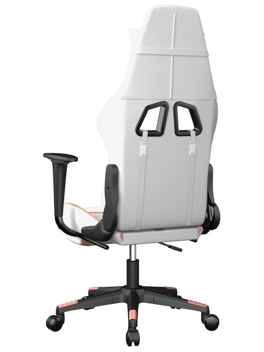 vidaXL 3143684 Gaming Chair with Footrest White / Pink