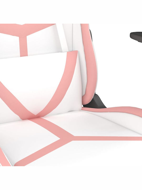 vidaXL 3143684 Gaming Chair with Footrest White / Pink