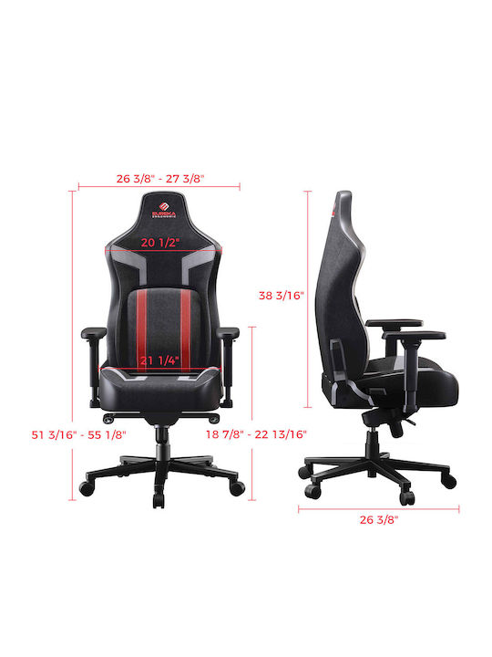 Eureka Ergonomic Python II GC-08 Υφασμάτινη Καρέκλα Gaming με Ρυθμιζόμενα Μπράτσα Κόκκινη