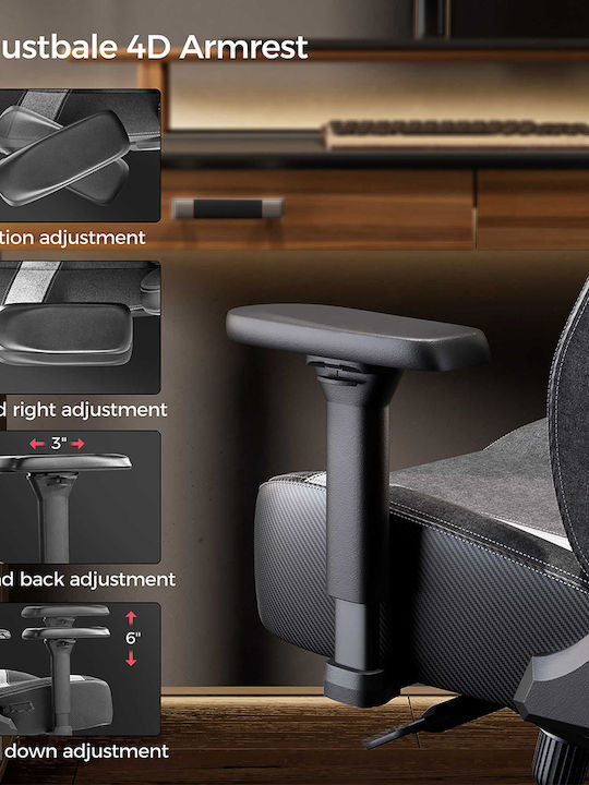 Eureka Ergonomic Python II GC-08 Υφασμάτινη Καρέκλα Gaming με Ρυθμιζόμενα Μπράτσα Κόκκινη