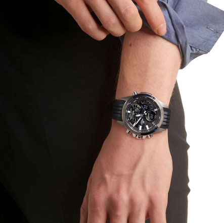 Casio ECB-30P-1AEF Stainless Steel 52mm Αδιάβροχο Smartwatch (Ασημί)