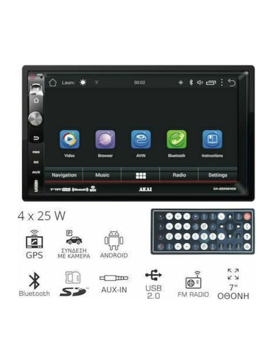 Akai Proffesional Auto-Audiosystem 2DIN (Bluetooth/USB/AUX/WiFi/GPS/Apple-Carplay/Android-Auto) mit Touchscreen 7"