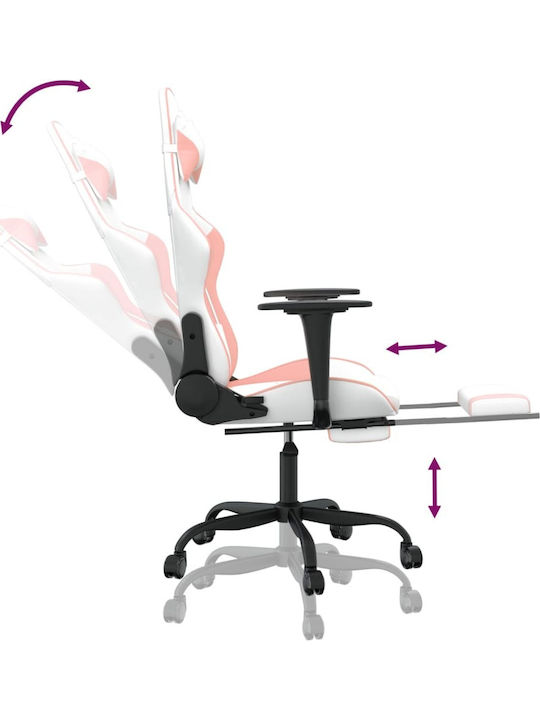 vidaXL 3143662 Gaming Chair with Footrest White / Pink