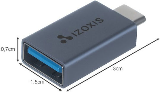Izoxis Izoxis Конвертор USB-C мъжки към USB-A женски Сребрист 1бр