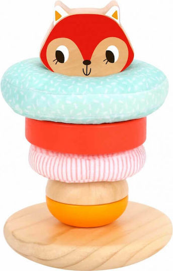 Tooky Toys Stacking Toy Fox Tower made of Wood for 12++ Months
