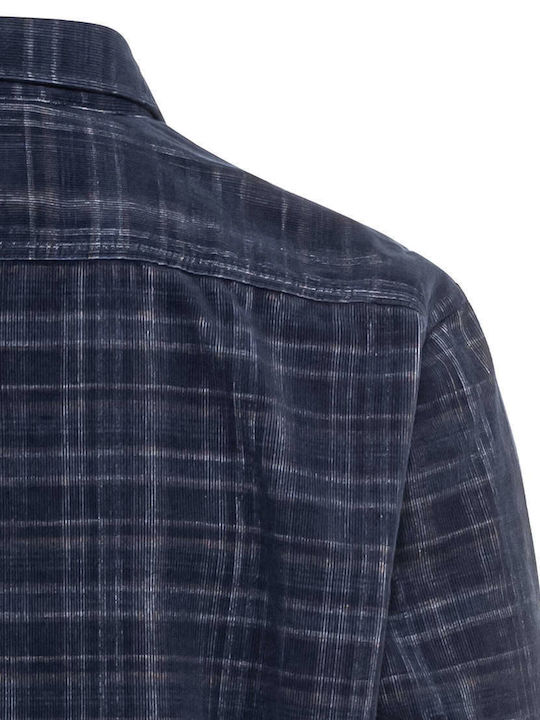 Long-sleeved Corduroy Shirt Checked Blue