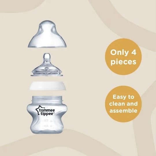 Tommee Tippee Plastic Baby Bottle Set Closer to Nature Anti-Colic with Silicone Nipple for 3+ months Transparent Pip the Panda 340ml 2pcs