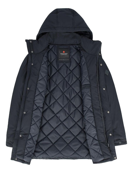 Volcano J - QULLS Men's winter jacket with detachable hood - Navy