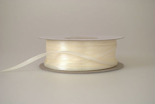 Marhome Ribbon Satin In Beige Colour Κορδέλα Σατέν Διπλής Όψης Εκρού 3mm 3mm 91m 1pcs