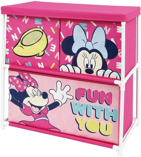 Spielzeug Aufbewahrungssystem aus Stoff Minnie Mouse Fuchsie 60x53x30cm 3Stück