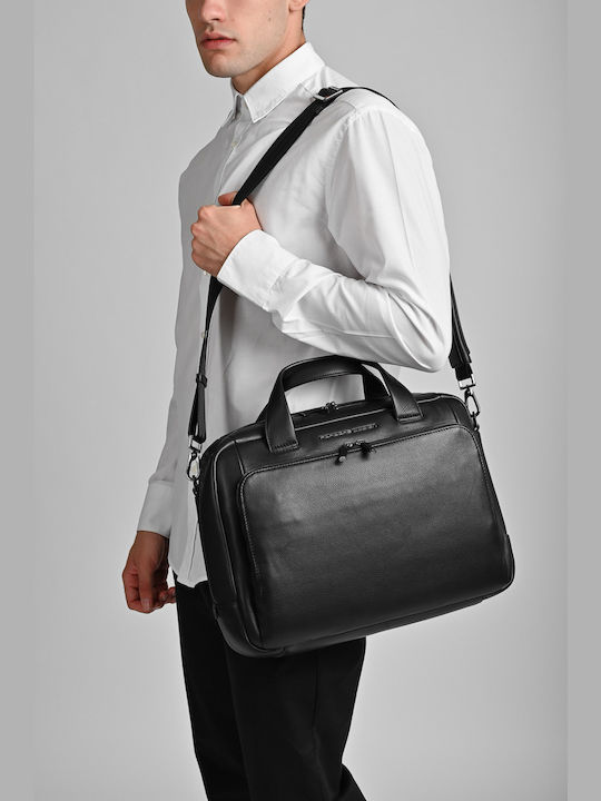Porsche Design Roadster Leather Τσάντα Ώμου / Χειρός για Laptop 15" σε Μαύρο χρώμα