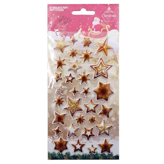 Luna Crăciun Autocolante cu Design Αστεριού Puffy Stele multicolore