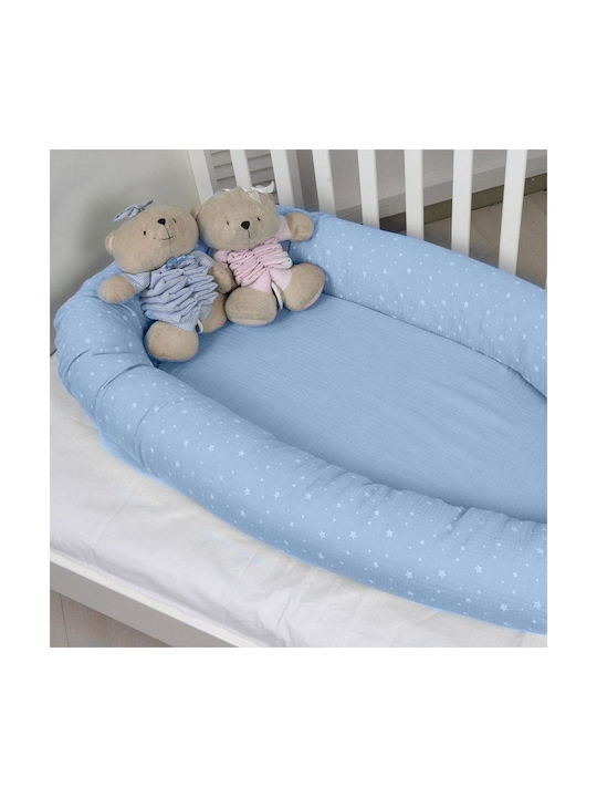Baby Oliver Βρεφικό Μαξιλάρι Φωλιά Muslin Ciel 95x55εκ.