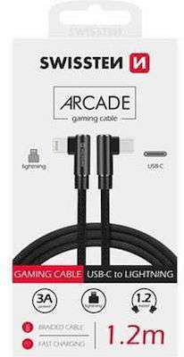 Swissten Arcade Braided / Angle (90°) USB-C to Lightning Cable Black 1.2m (71529900)