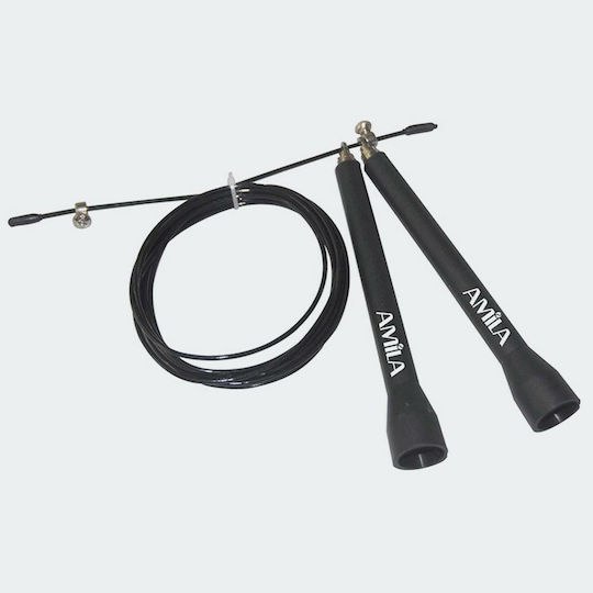 AMILA Speed Rope Σχοινάκι Ταχύτητας 3m Μαύρο με Ρυθμιζόμενο Μήκος