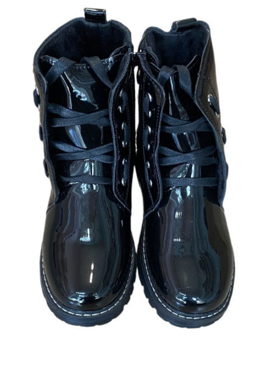 Kids Boots from Patent Leather with Zipper Black