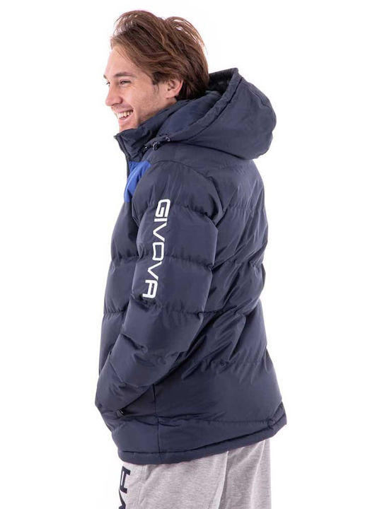 Givova Giubbotto Podio Geacă pentru bărbați de iarnă Puffer Impermeabil Blue / Navy Blue