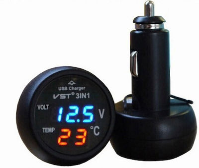 Car Lighter Voltmeter Digital Instrument with USB Fast Charger 3.1A