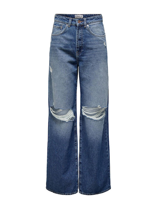 Only Women's High-waisted Denim Trousers Blue