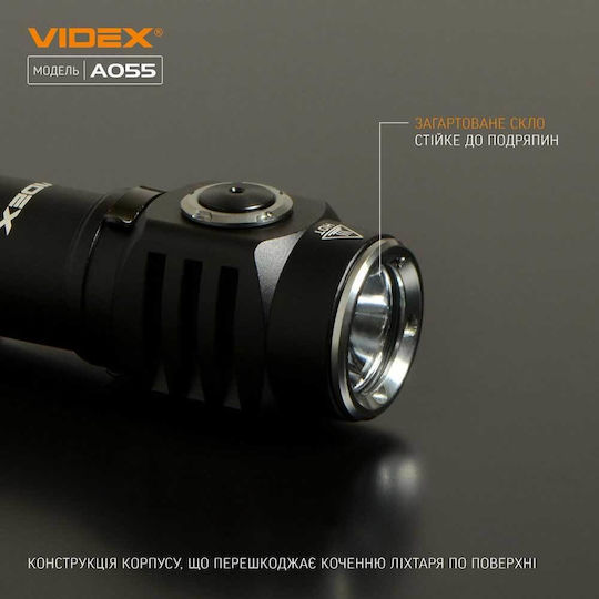Videx Επαναφορτιζόμενος Φακός LED IP68 με Μέγιστη Φωτεινότητα 600lm VLF-A055