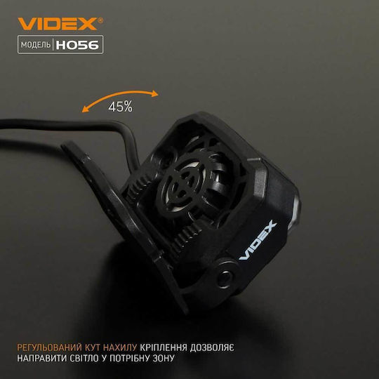 Videx Επαναφορτιζόμενος Φακός Κεφαλής LED IP68 με Μέγιστη Φωτεινότητα 1400lm Videx