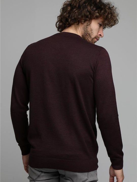 Double Men's Long Sleeve Sweater Burgundy