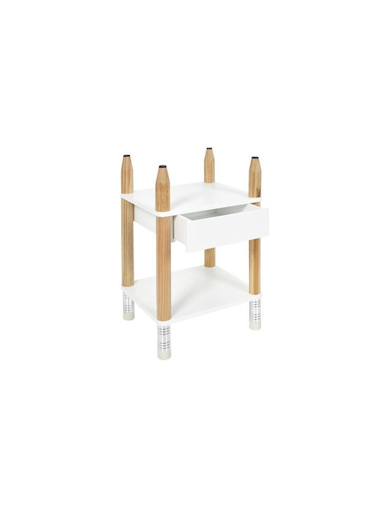 Wooden Kids Bedside Table Beige 34x14x38.5cm