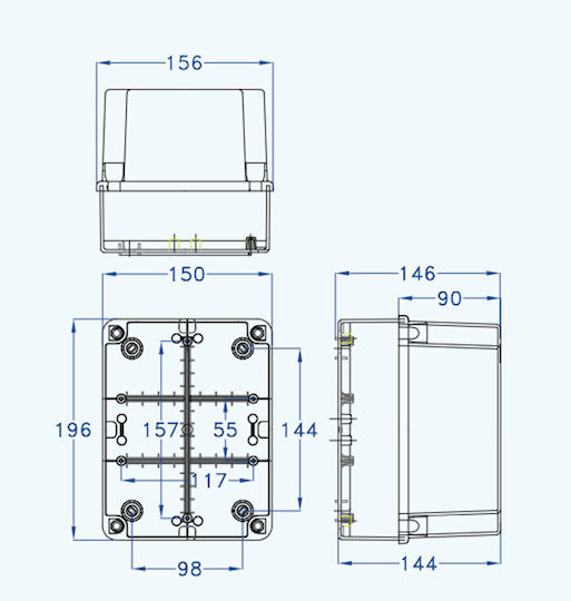 Aca Geros Electrical Box Cover 190x140x140mm with Transparent Cover GR17215