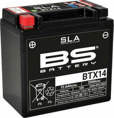 BS Motorradbatterie YTX14AH-BS mit Kapazität 12.6Ah