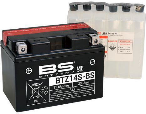 BS Motorradbatterie YTZ14S-BS mit Kapazität 11.8Ah