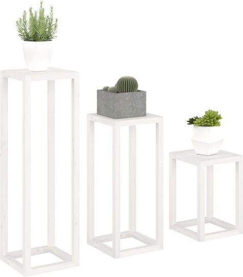 vidaXL Set Pflanzenständer Holz Weiße 50cmcm. 3Stück