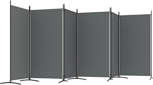 vidaXL Декоративен Параван Текстилен с 6 Панела Charcoal 520x180см