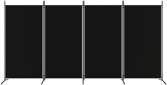vidaXL Dekorativer Raumteiler Stoff mit 4 Paneelen Black 346x180cm