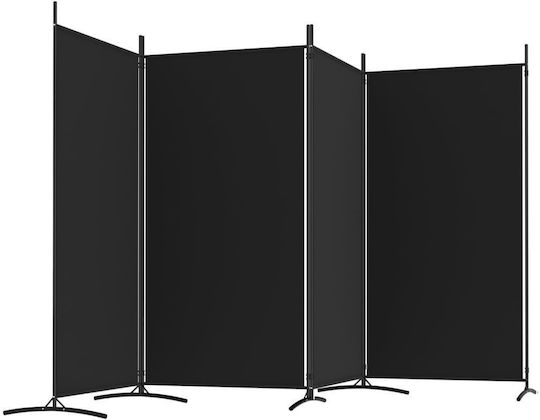 vidaXL Dekorativer Raumteiler Stoff mit 4 Paneelen Black 346x180cm
