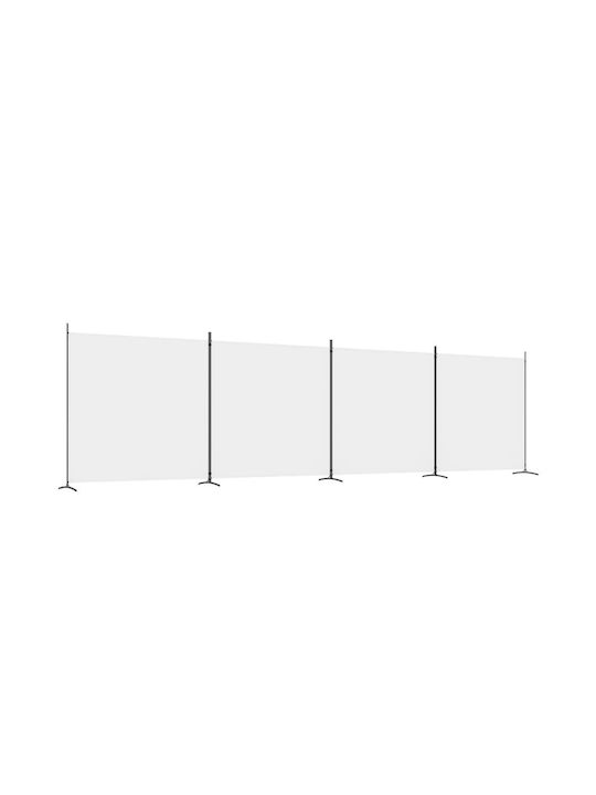 vidaXL Decorative Room Divider Fabric with 4 Panels White 698x180cm