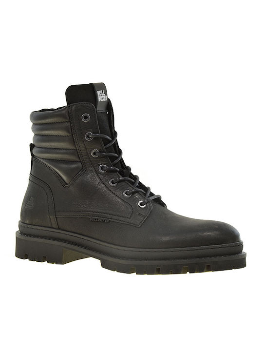 Bullboxer Men's Leather Military Boots Black