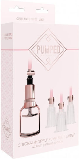 Shots Clitoral & Nipple Pump Set Large Αναρροφητής Θηλών Rose Gold