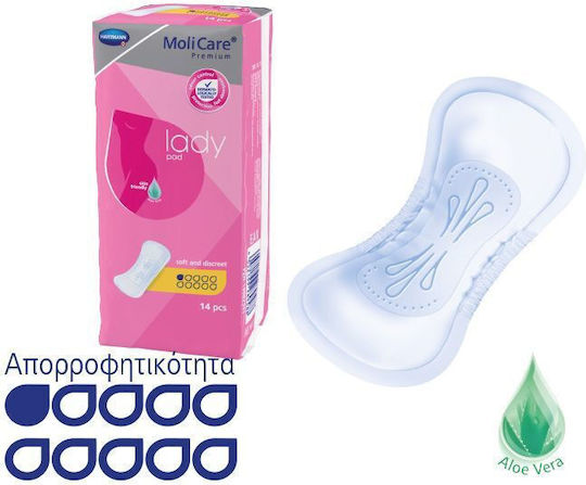 Hartmann Molicare Premium Lady Pad Inkontinenz-Pads Leichte Flüssigkeit 1 Tropfen 14Stück