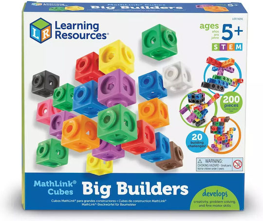 Learning Resources Mathlink Cubes Big Builders STEM Joc Educațional de Cunoștințe pentru 5+ ani Ani