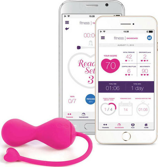 Ohmibod Lovelife Krush Bile vaginale cu vibrație Bile de con Bluetooth conectate la aplicații Pink